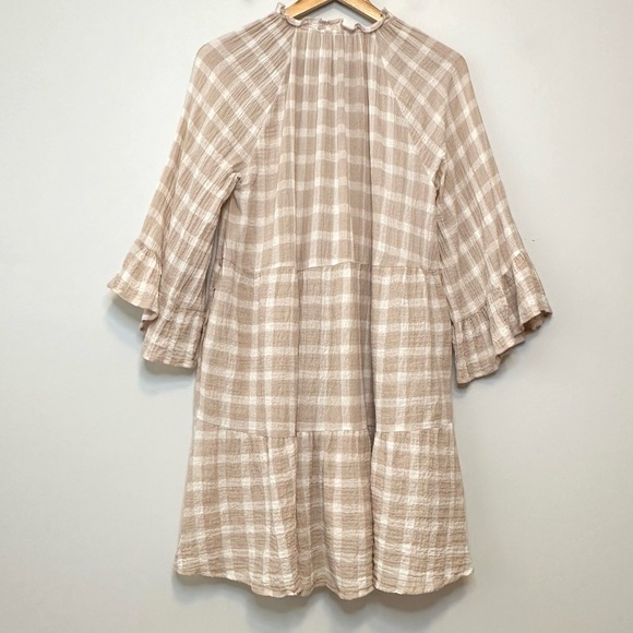 🎉SHOW ME YOUR MUMU Viola Plaid Mini Dress Cream Medium - Picture 11 of 14